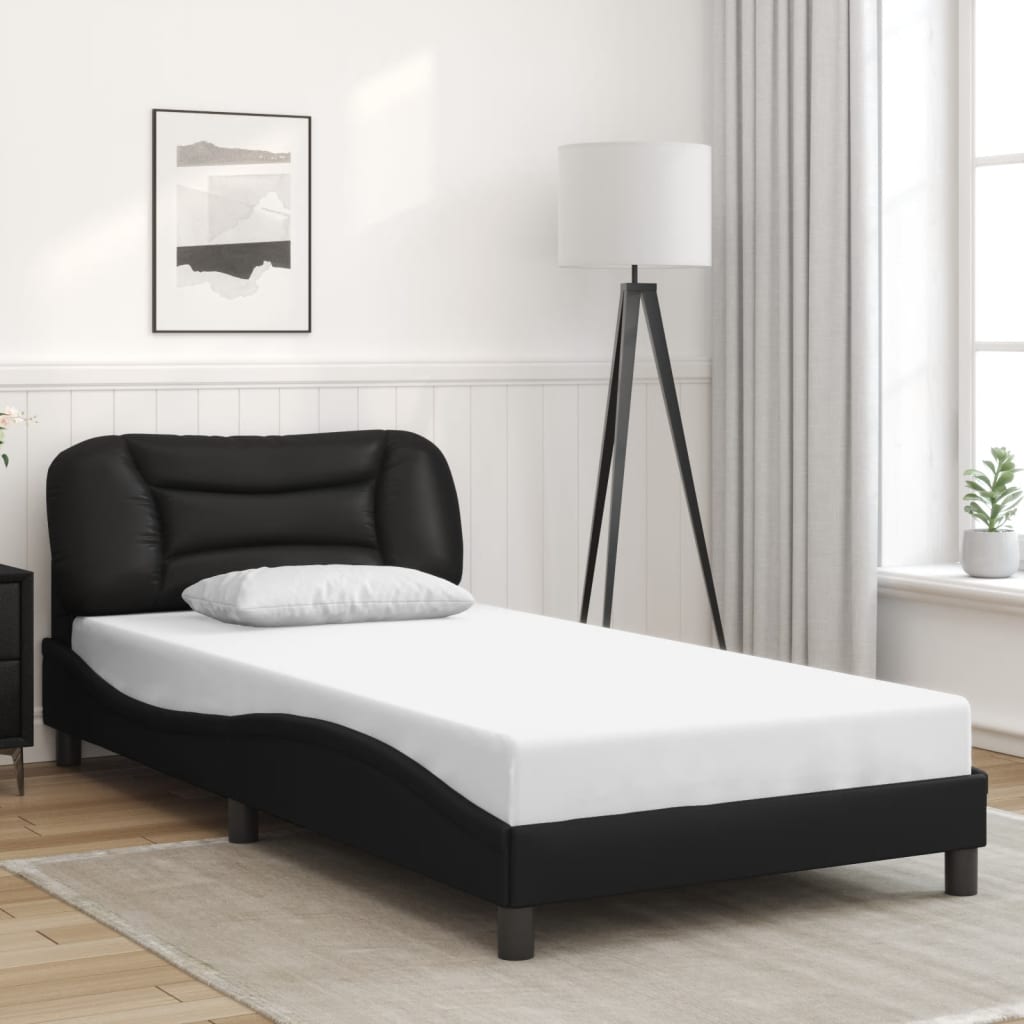 vidaXL Estructura de cama sin colchón cuero sintético negro 100x200 cm