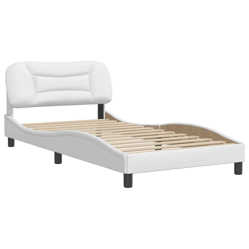 vidaXL Estructura de cama sin colchón cuero sintético blanco 100x200cm