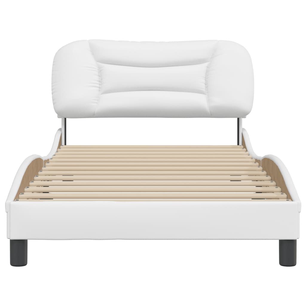 vidaXL Estructura de cama sin colchón cuero sintético blanco 100x200cm