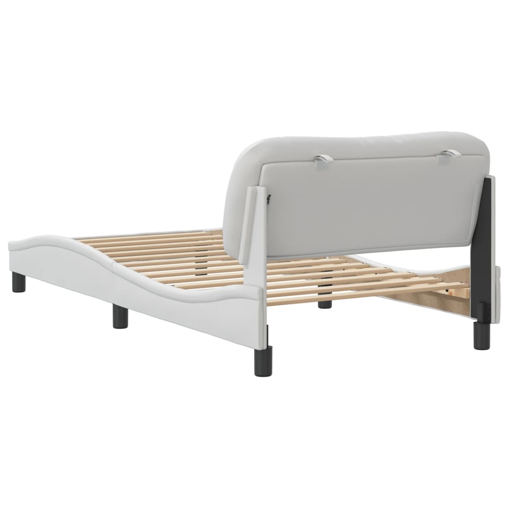 vidaXL Estructura de cama sin colchón cuero sintético blanco 100x200cm