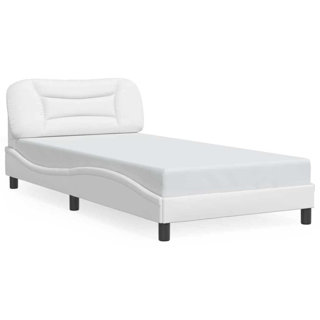 vidaXL Estructura de cama sin colchón cuero sintético blanco 100x200cm