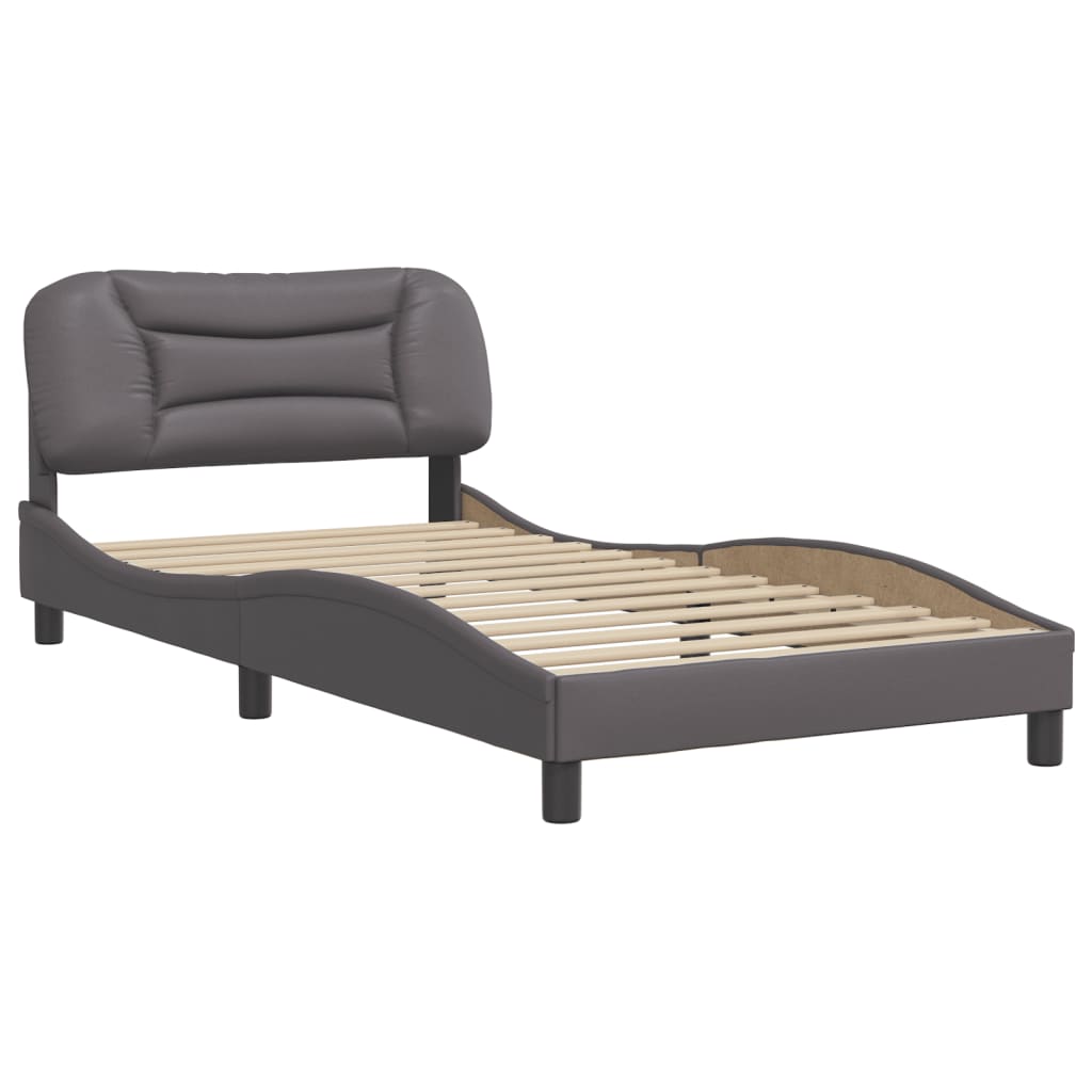 vidaXL Estructura de cama sin colchón cuero sintético gris 100x200 cm