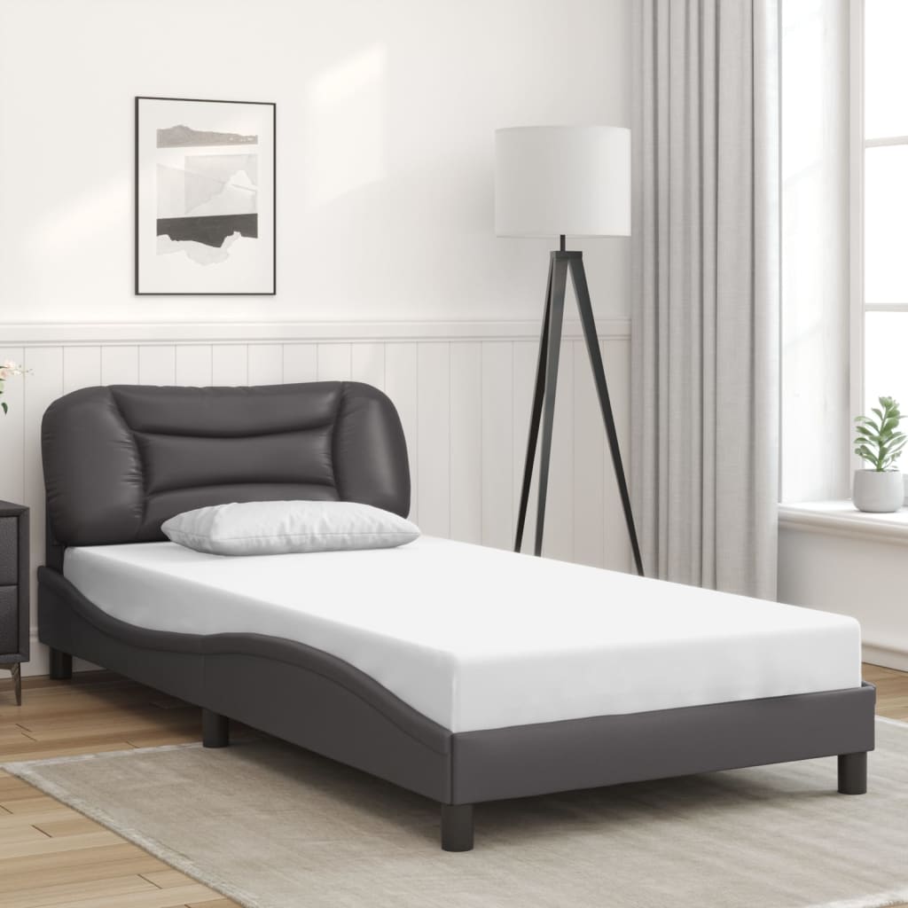 vidaXL Estructura de cama sin colchón cuero sintético gris 100x200 cm