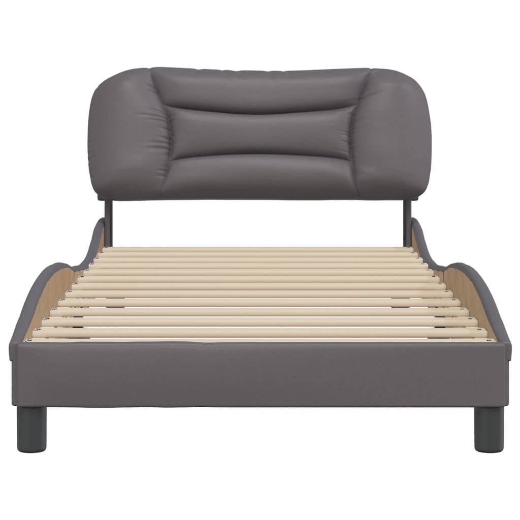 vidaXL Estructura de cama sin colchón cuero sintético gris 100x200 cm