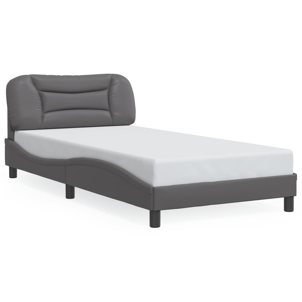 vidaXL Estructura de cama sin colchón cuero sintético gris 100x200 cm