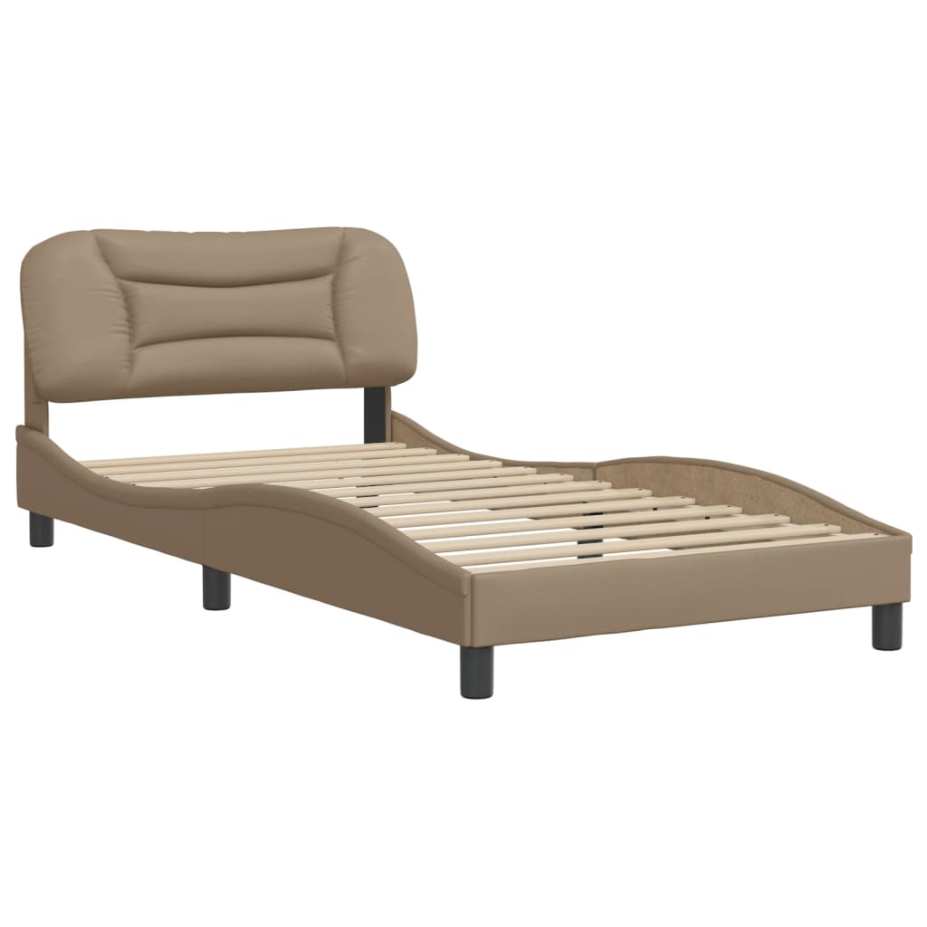 vidaXL Estructura de cama cabecero cuero sintético capuchino 100x200cm