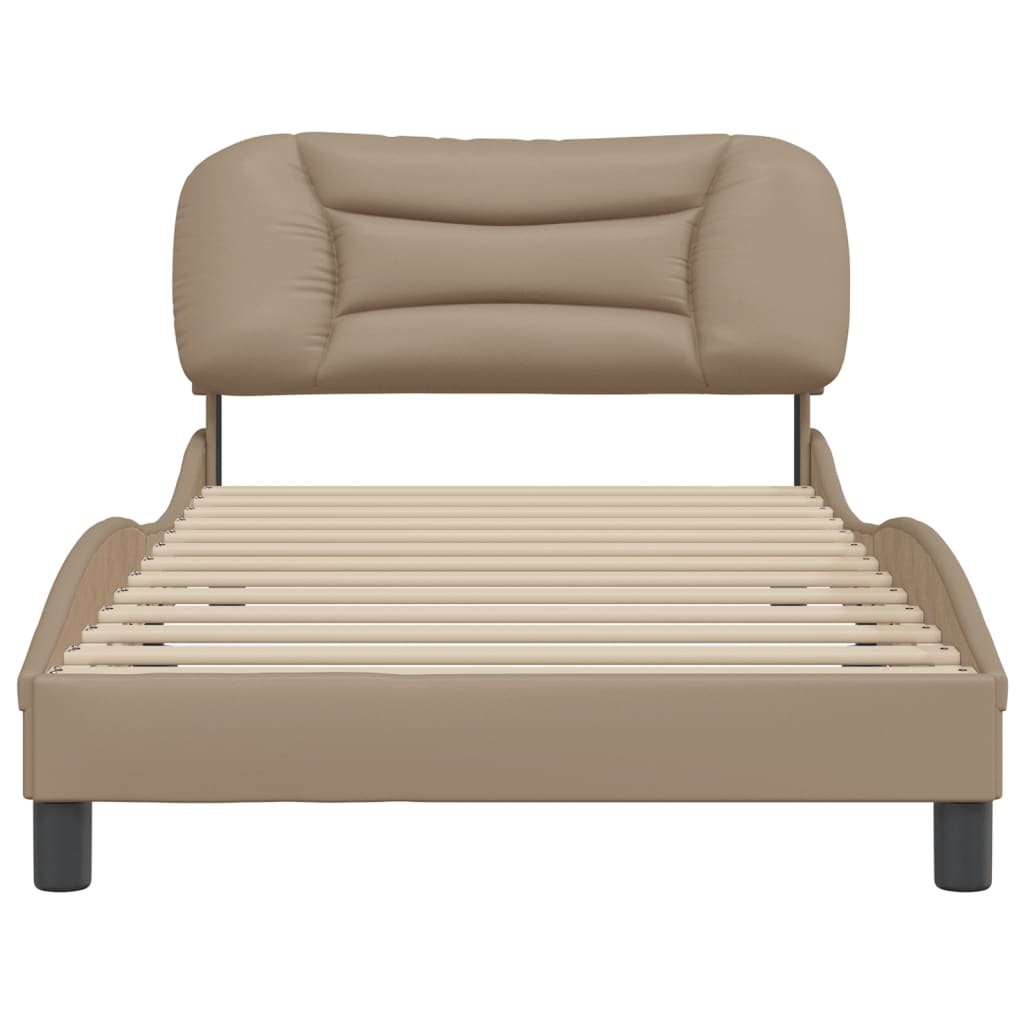 vidaXL Estructura de cama cabecero cuero sintético capuchino 100x200cm