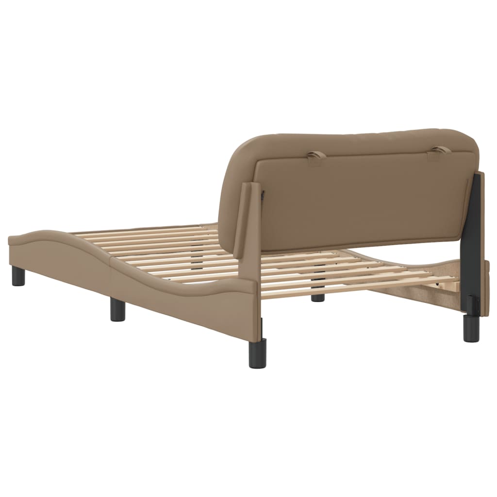 vidaXL Estructura de cama cabecero cuero sintético capuchino 100x200cm