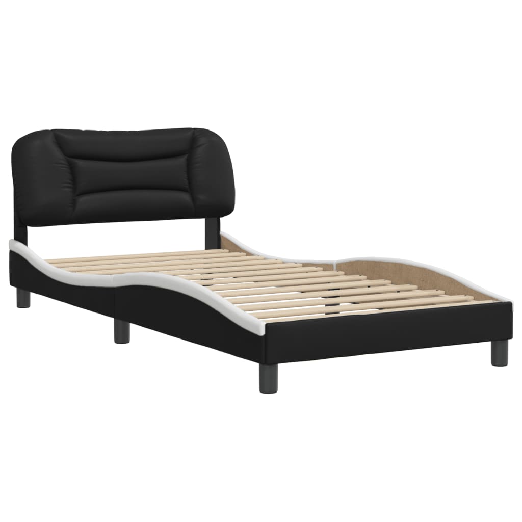 vidaXL Estructura de cama con cabecero cuero sintético negro y blanco