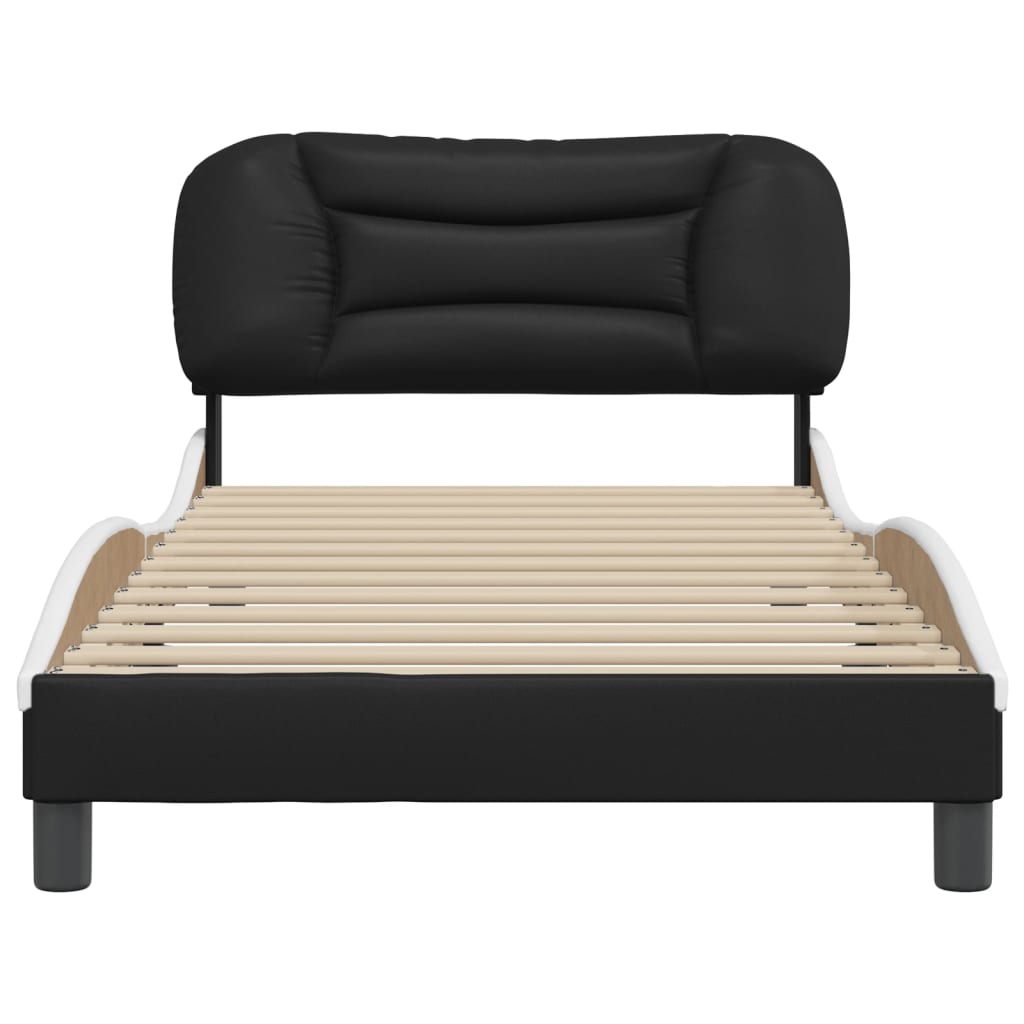 vidaXL Estructura de cama con cabecero cuero sintético negro y blanco