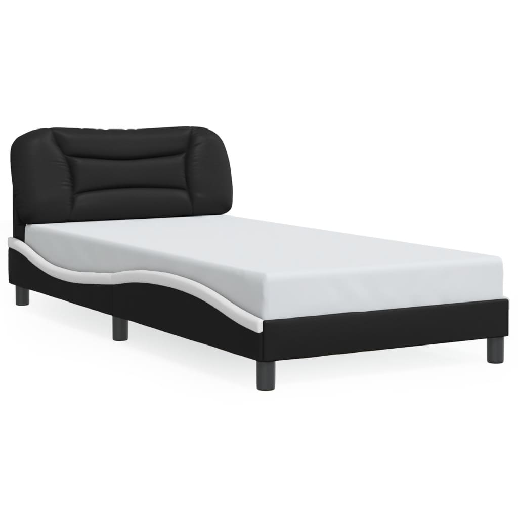 vidaXL Estructura de cama con cabecero cuero sintético negro y blanco