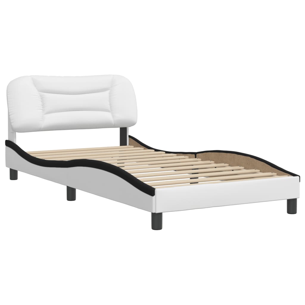 vidaXL Estructura de cama con cabecero cuero sintético blanco y negro