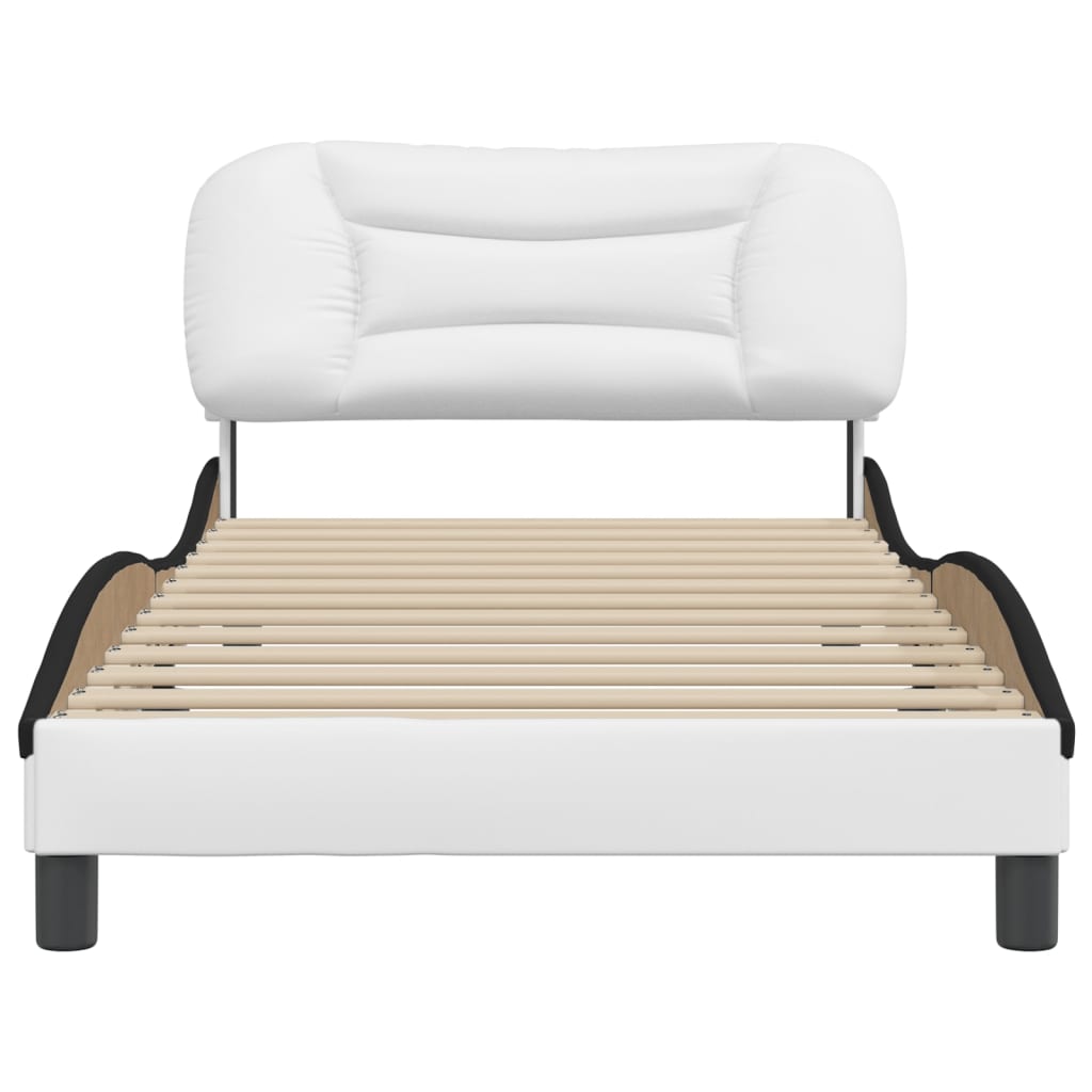 vidaXL Estructura de cama con cabecero cuero sintético blanco y negro