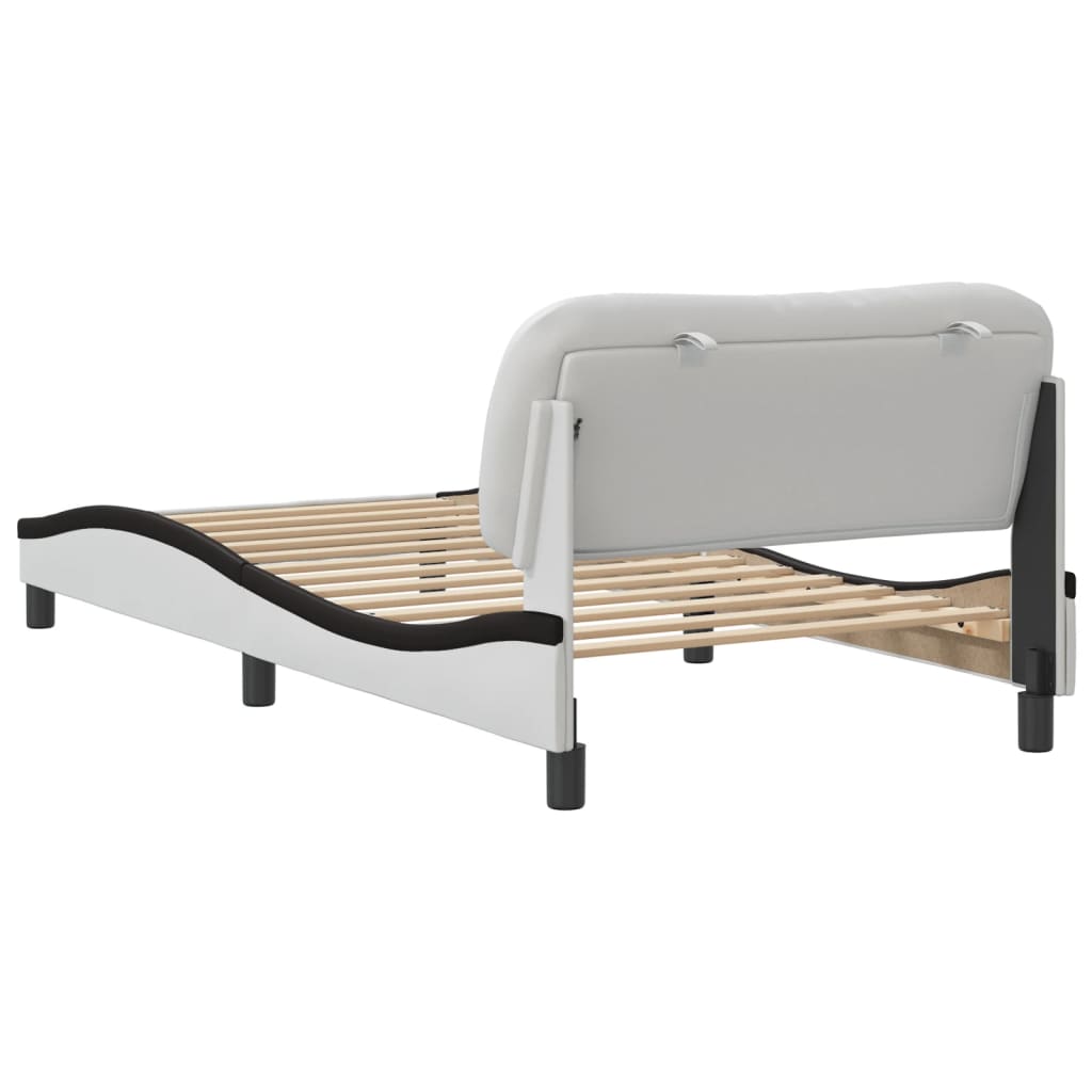 vidaXL Estructura de cama con cabecero cuero sintético blanco y negro