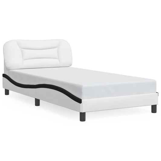 vidaXL Estructura de cama con cabecero cuero sintético blanco y negro