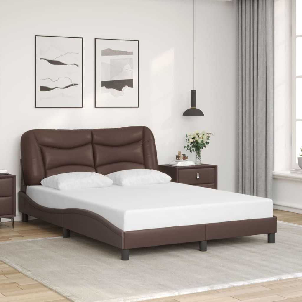 vidaXL Estructura de cama sin colchón cuero sintético marrón 120x200cm