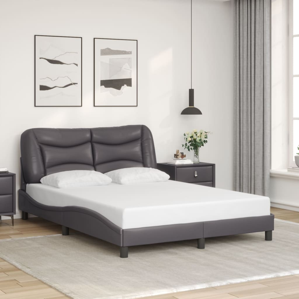 vidaXL Estructura de cama sin colchón cuero sintético gris 120x200 cm