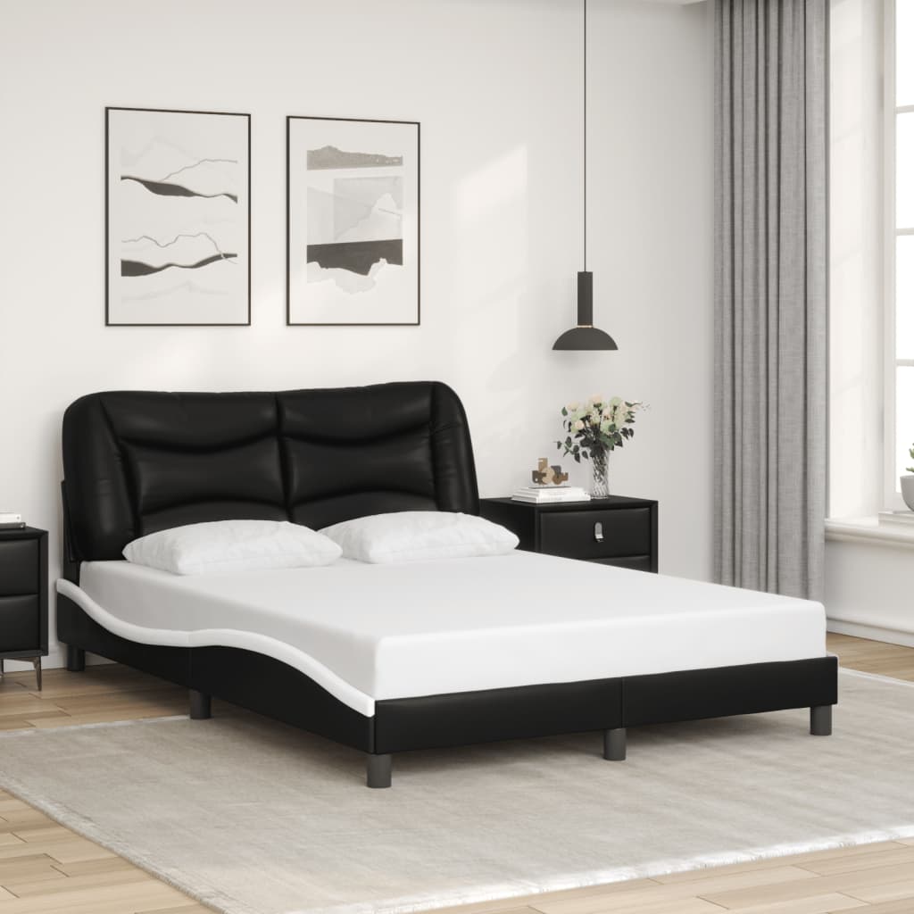 vidaXL Estructura cama cabecero cuero sintético negro blanco 120x200cm