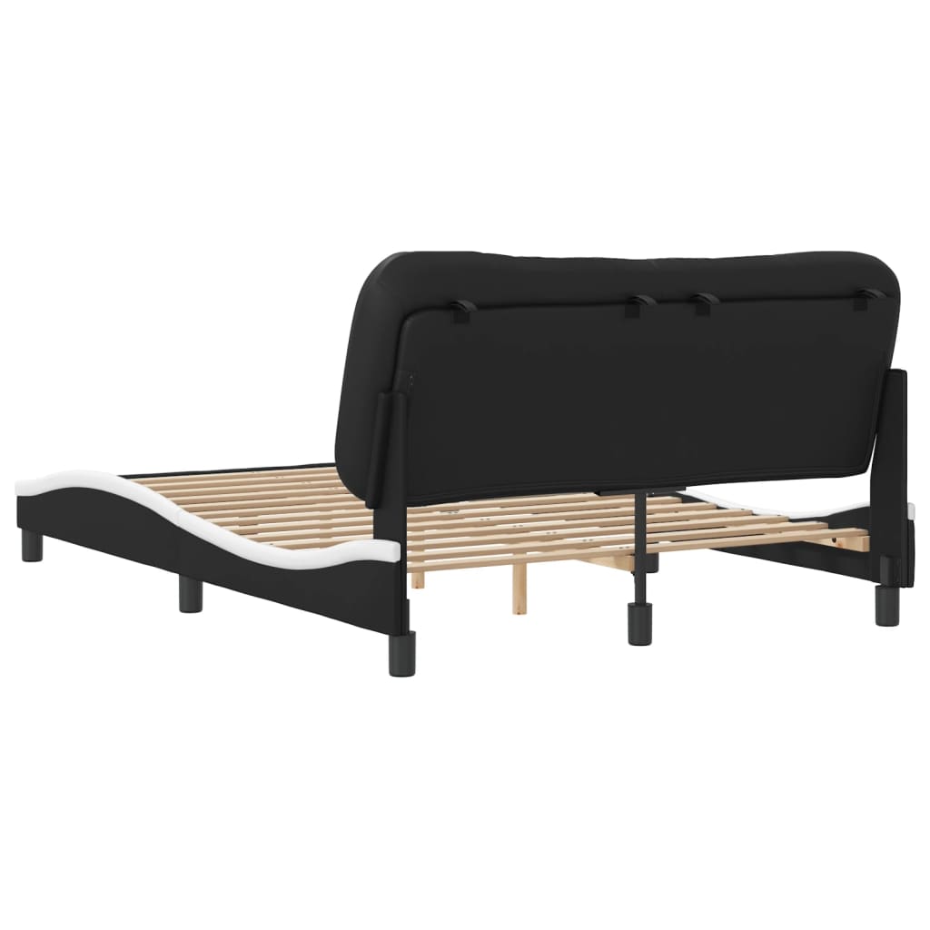 vidaXL Estructura cama cabecero cuero sintético negro blanco 120x200cm