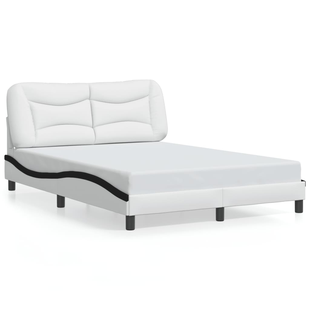 vidaXL Estructura cama cabecero cuero sintético blanco negro 120x200cm