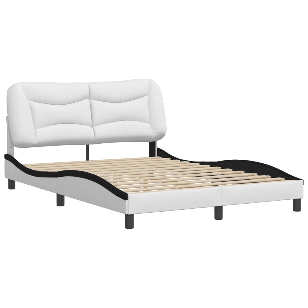 vidaXL Estructura cama cabecero cuero sintético blanco negro 120x200cm