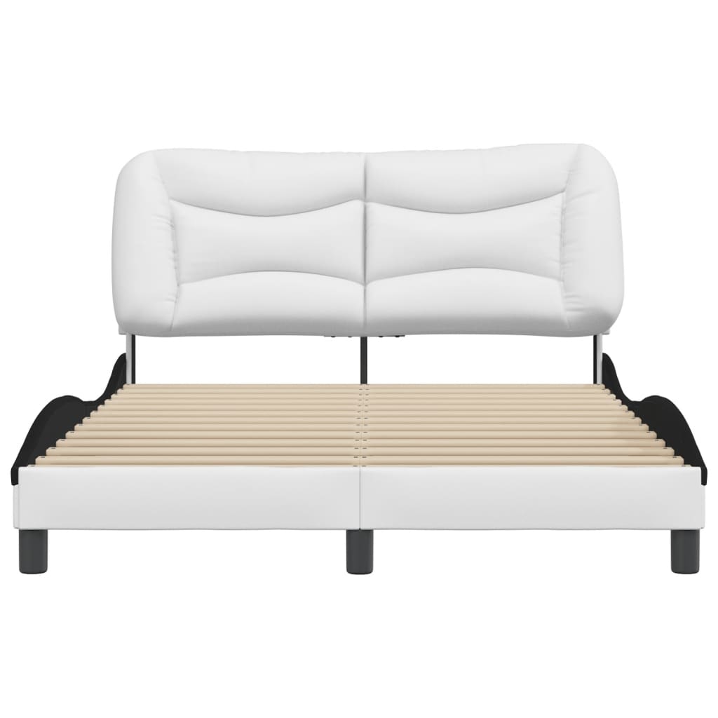 vidaXL Estructura cama cabecero cuero sintético blanco negro 120x200cm