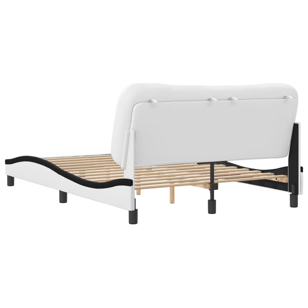 vidaXL Estructura cama cabecero cuero sintético blanco negro 120x200cm