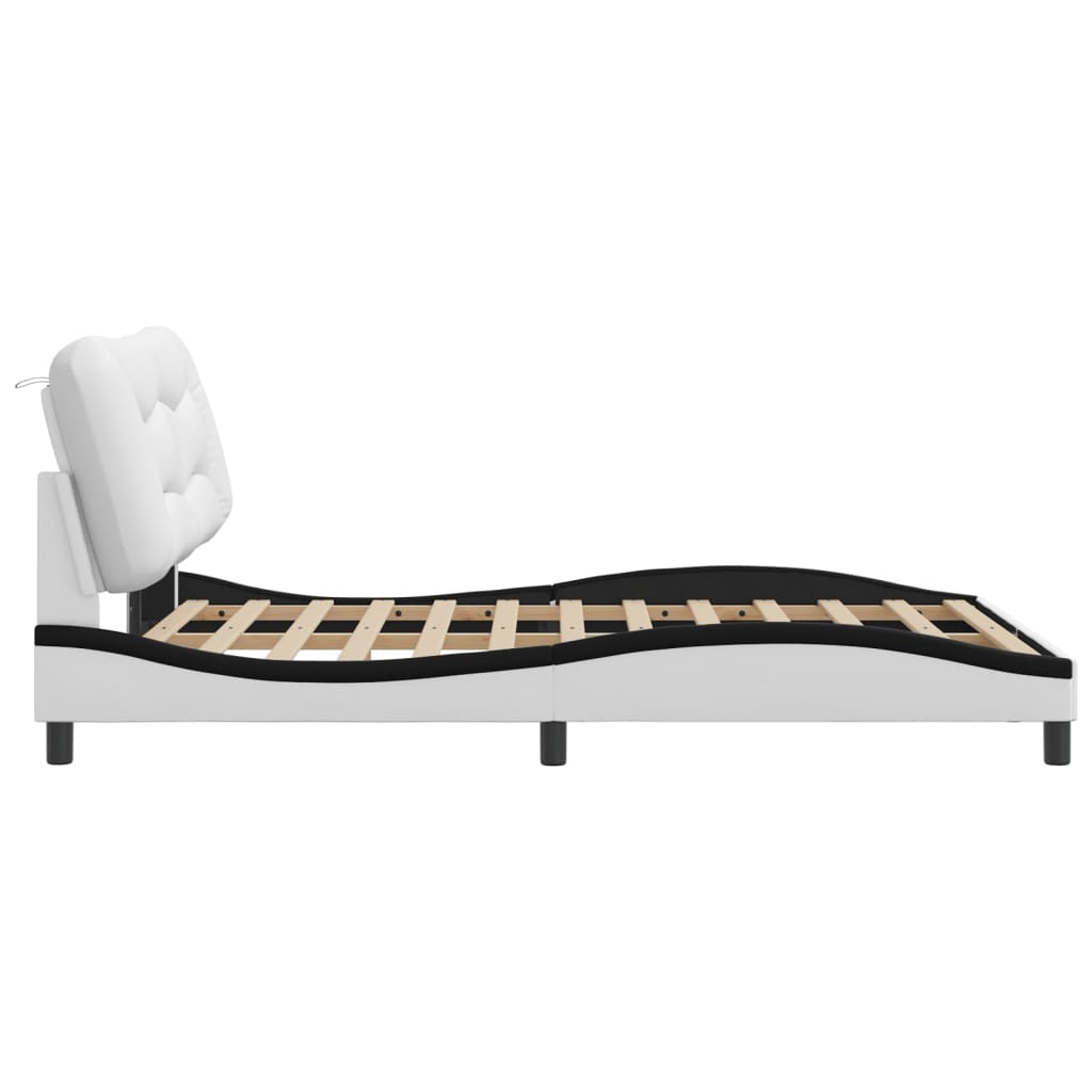 vidaXL Estructura cama cabecero cuero sintético blanco negro 120x200cm