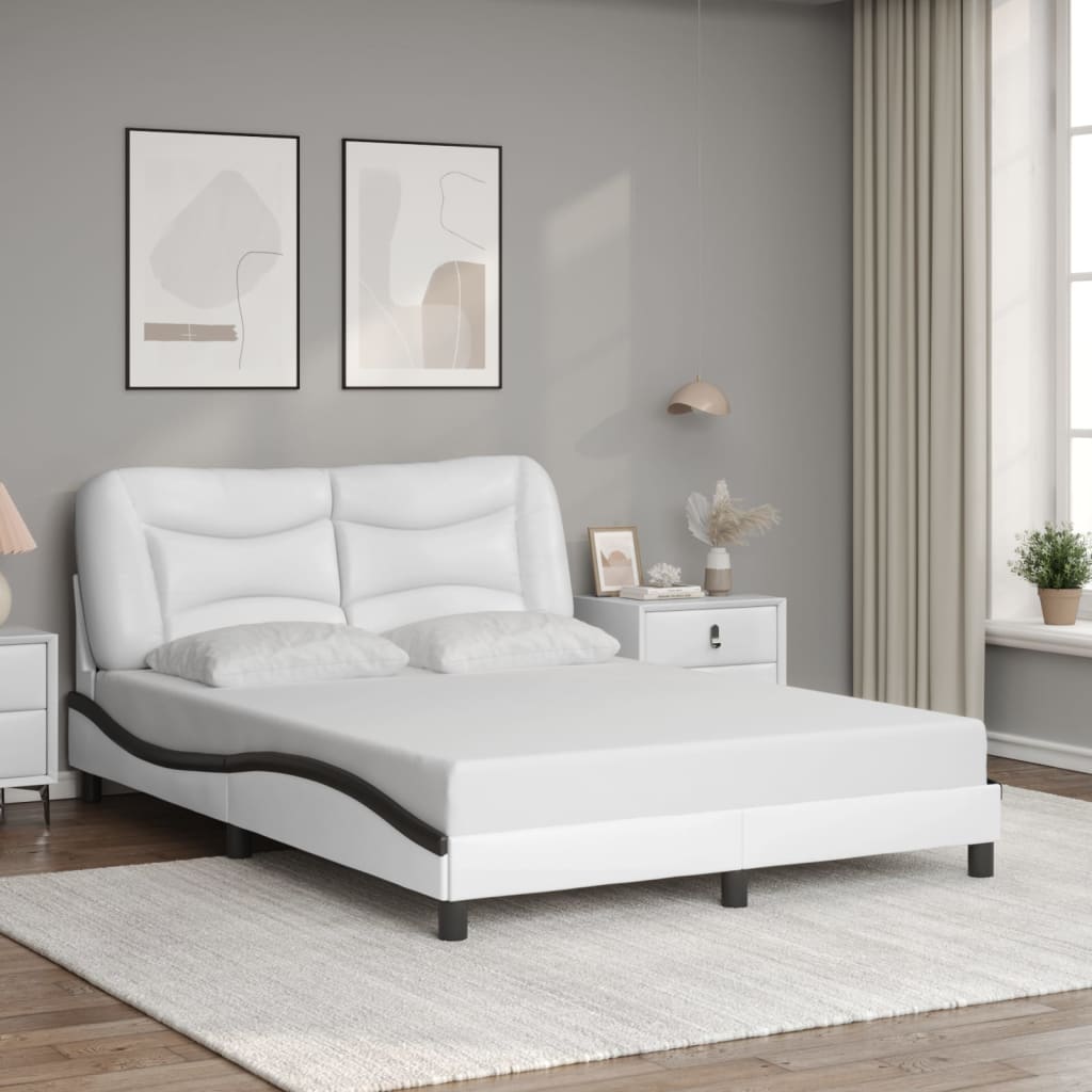 vidaXL Estructura cama cabecero cuero sintético blanco negro 120x200cm