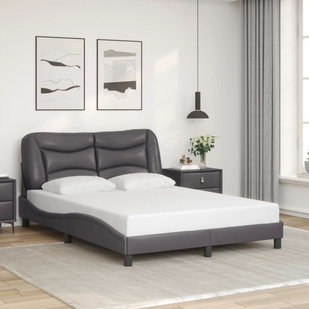 vidaXL Estructura de cama sin colchón cuero sintético gris 140x190 cm