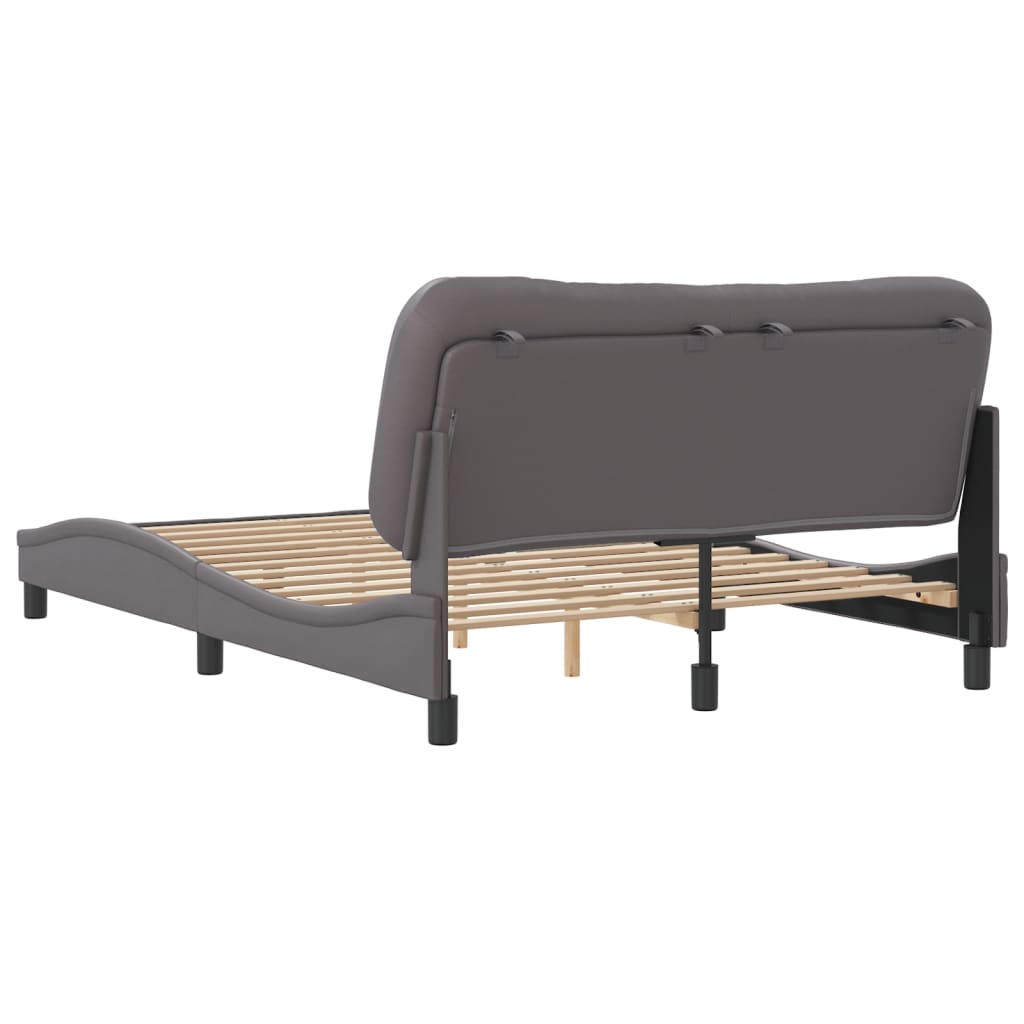 vidaXL Estructura de cama sin colchón cuero sintético gris 140x190 cm