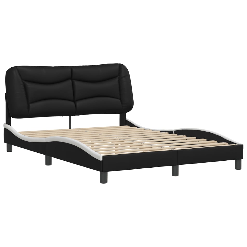 vidaXL Estructura de cama con cabecero cuero sintético negro y blanco