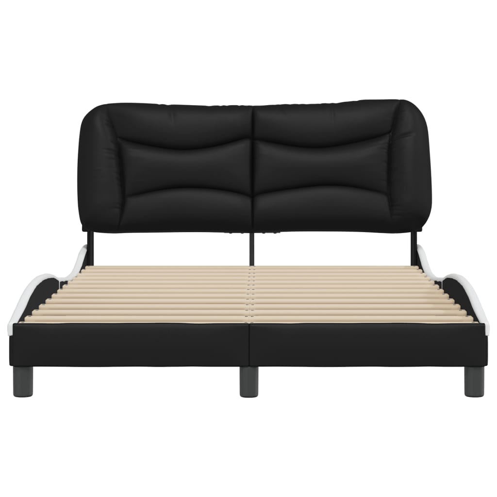 vidaXL Estructura de cama con cabecero cuero sintético negro y blanco