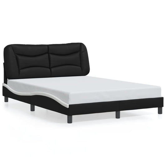 vidaXL Estructura de cama con cabecero cuero sintético negro y blanco