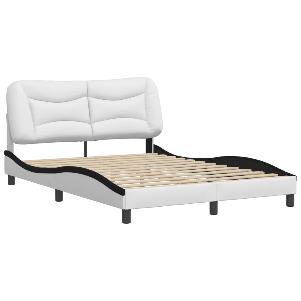 vidaXL Estructura de cama con cabecero cuero sintético blanco y negro