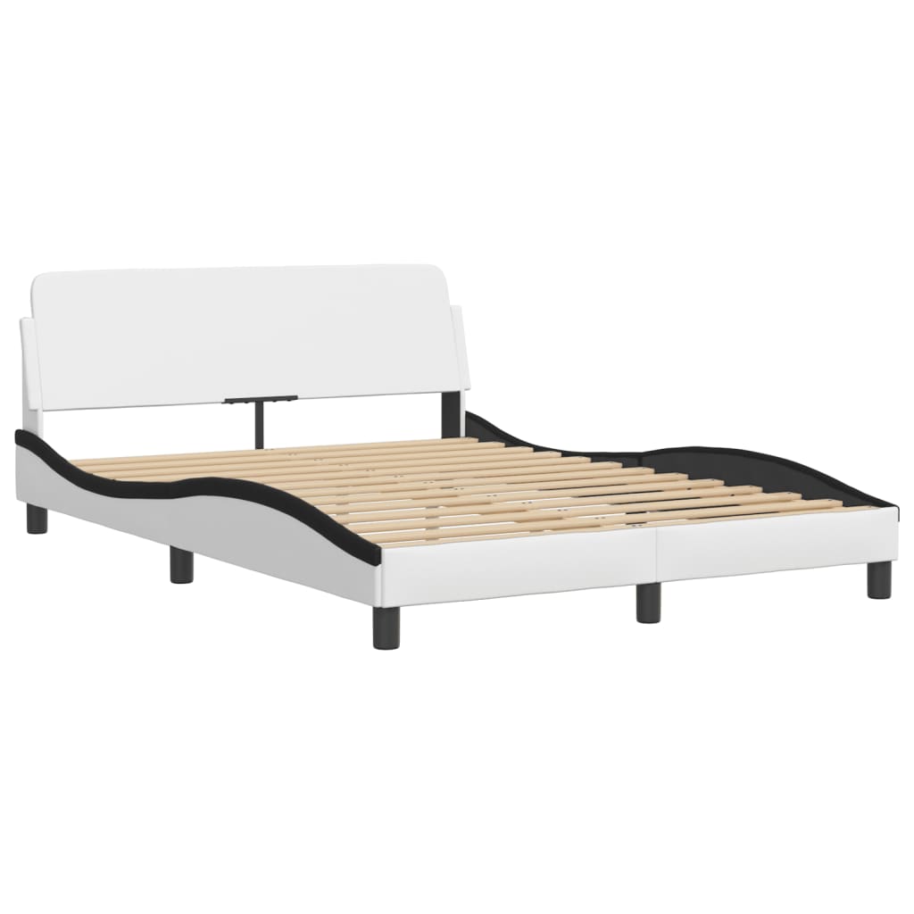 vidaXL Estructura de cama con cabecero cuero sintético blanco y negro