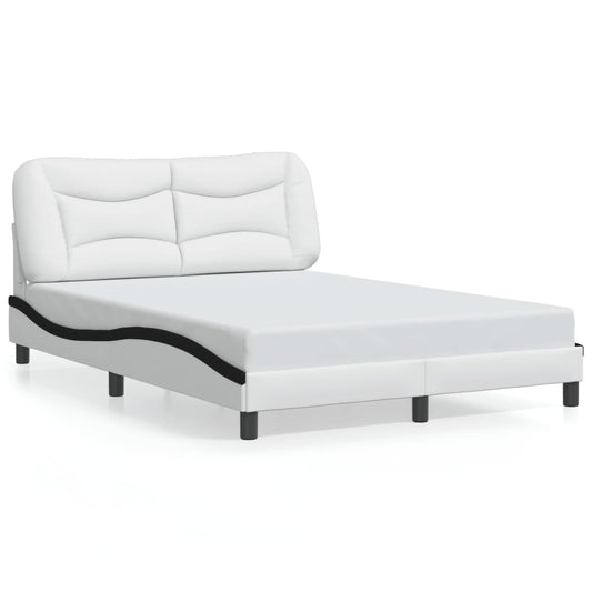 vidaXL Estructura de cama con cabecero cuero sintético blanco y negro