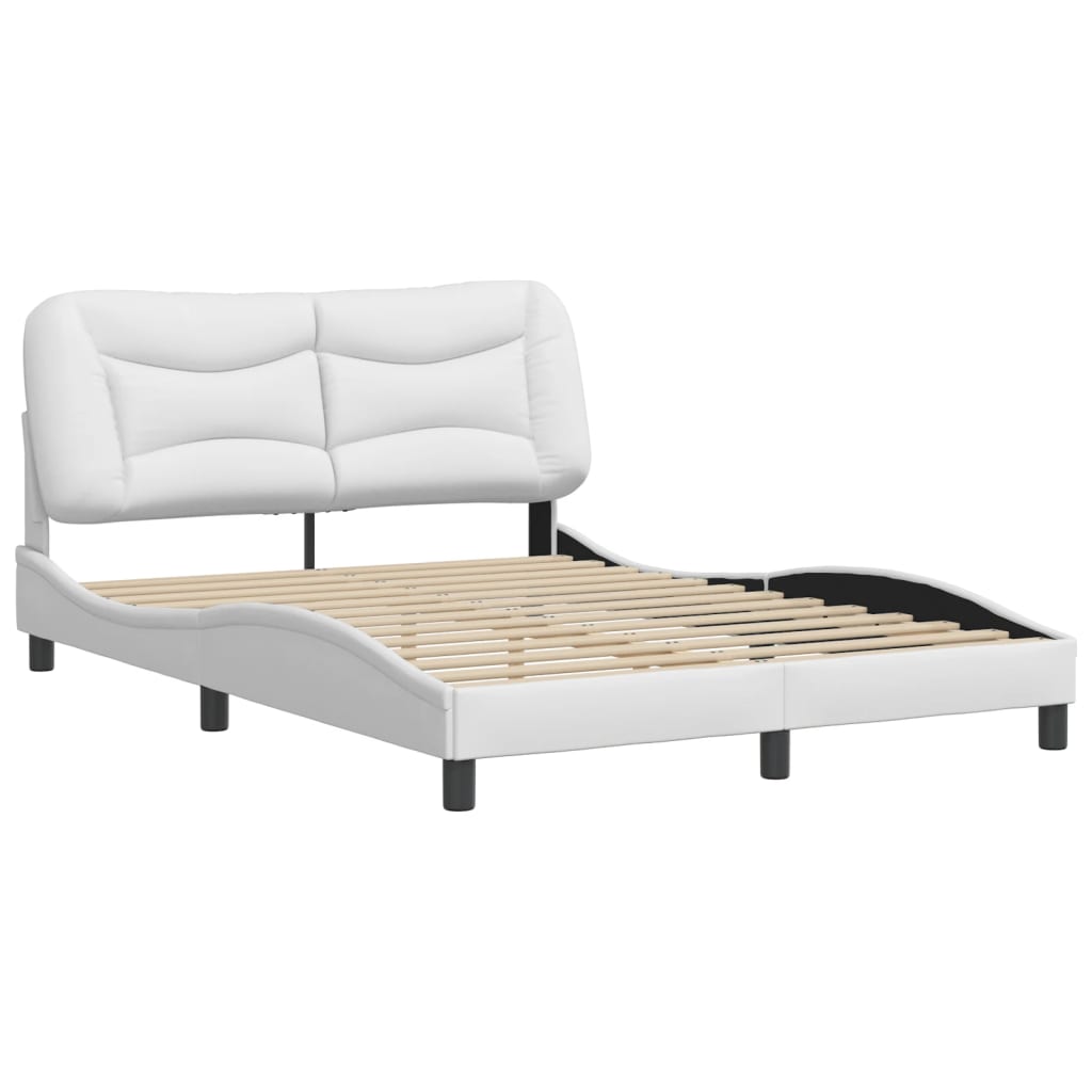 vidaXL Estructura de cama sin colchón cuero sintético blanco 140x200cm