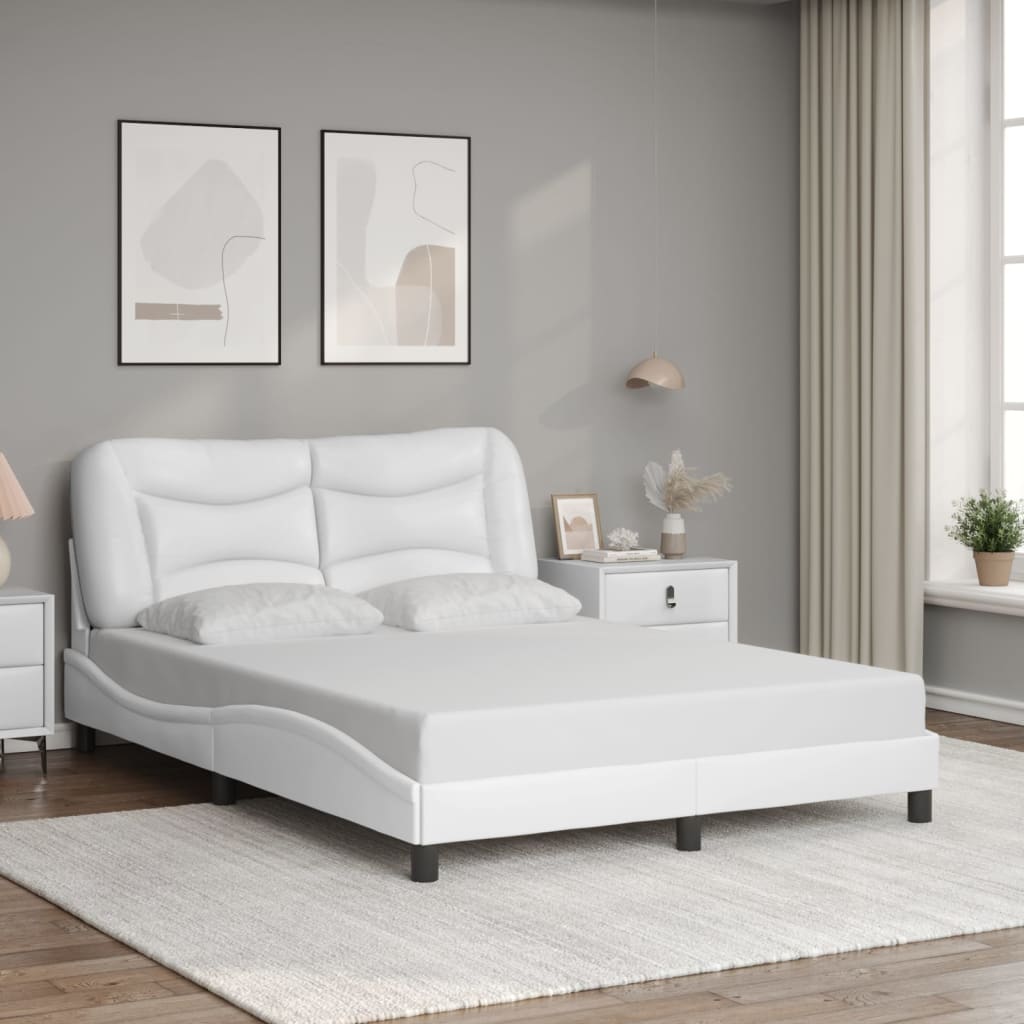 vidaXL Estructura de cama sin colchón cuero sintético blanco 140x200cm