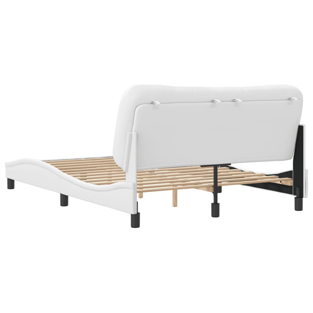 vidaXL Estructura de cama sin colchón cuero sintético blanco 140x200cm