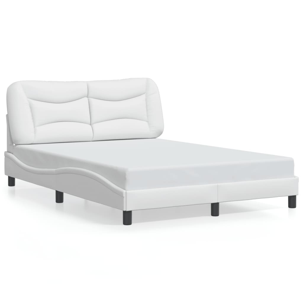 vidaXL Estructura de cama sin colchón cuero sintético blanco 140x200cm