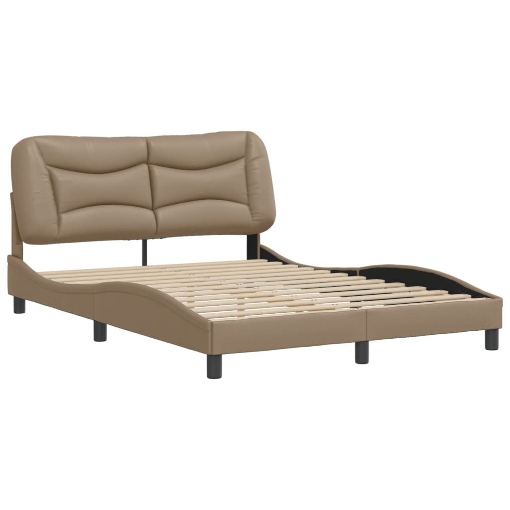 vidaXL Estructura cama sin colchón cuero sintético capuchino 140x200cm