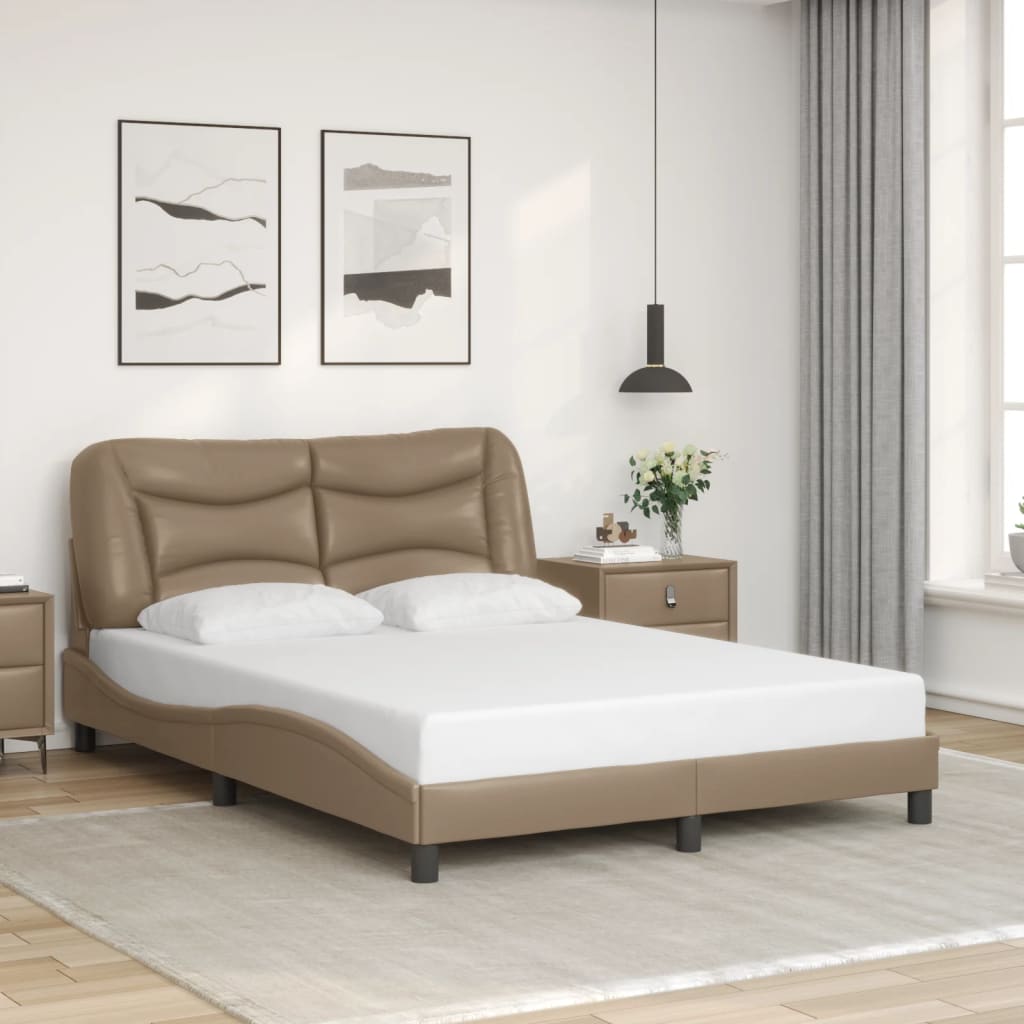 vidaXL Estructura cama sin colchón cuero sintético capuchino 140x200cm