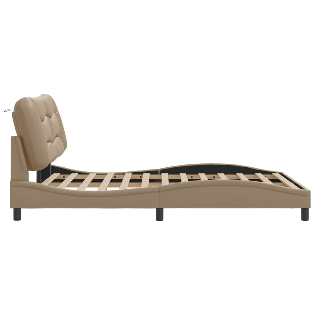 vidaXL Estructura cama sin colchón cuero sintético capuchino 140x200cm