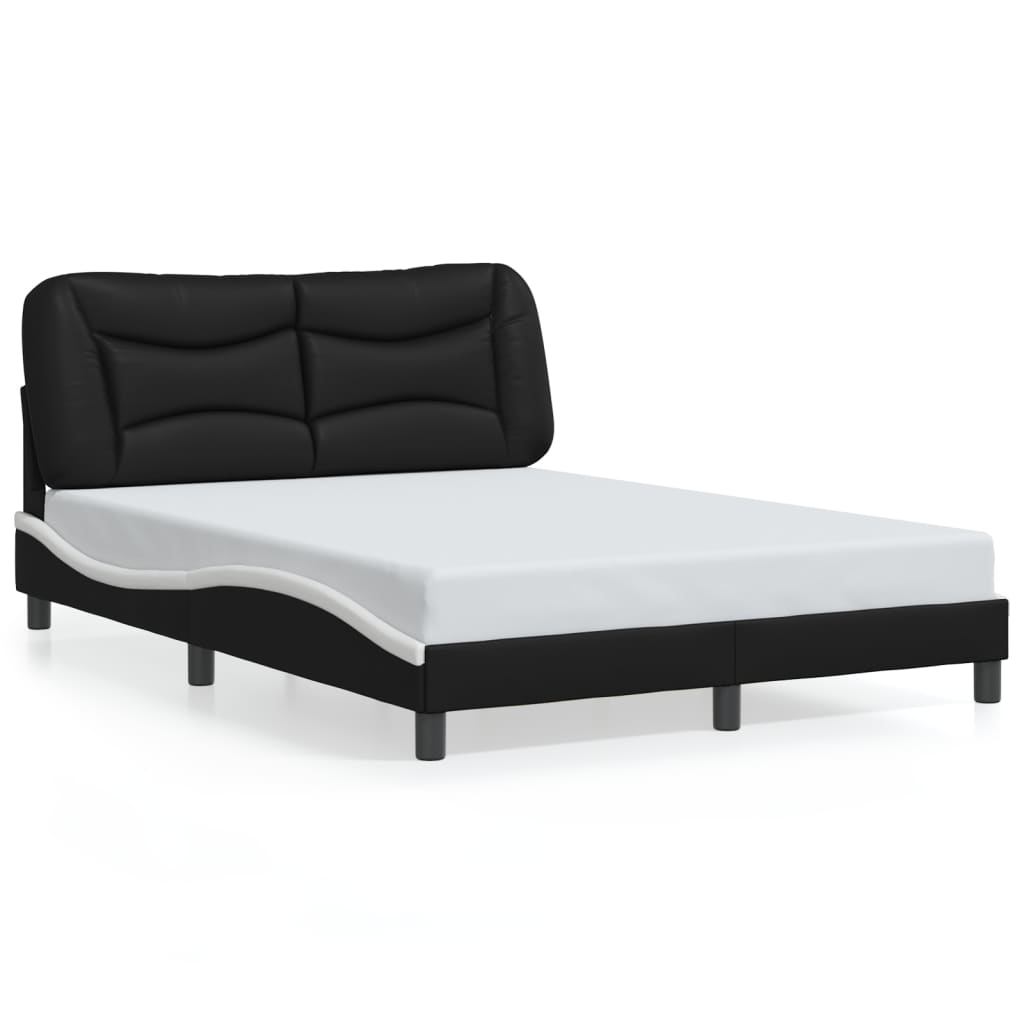 vidaXL Estructura cama cabecero cuero sintético negro blanco 140x200cm