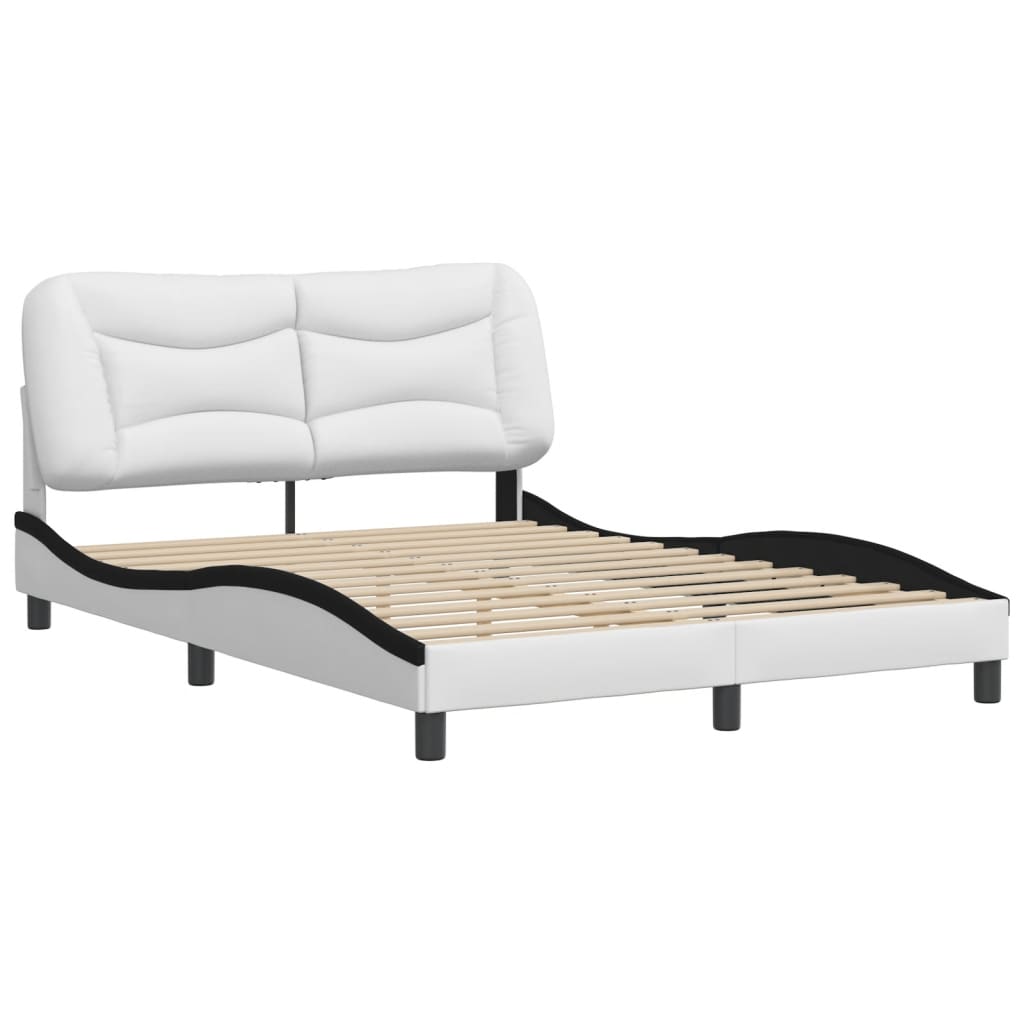 vidaXL Estructura cama cabecero cuero sintético blanco negro 140x200cm