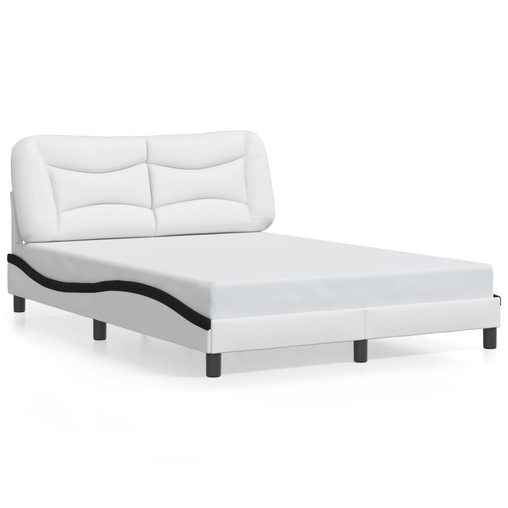 vidaXL Estructura cama cabecero cuero sintético blanco negro 140x200cm