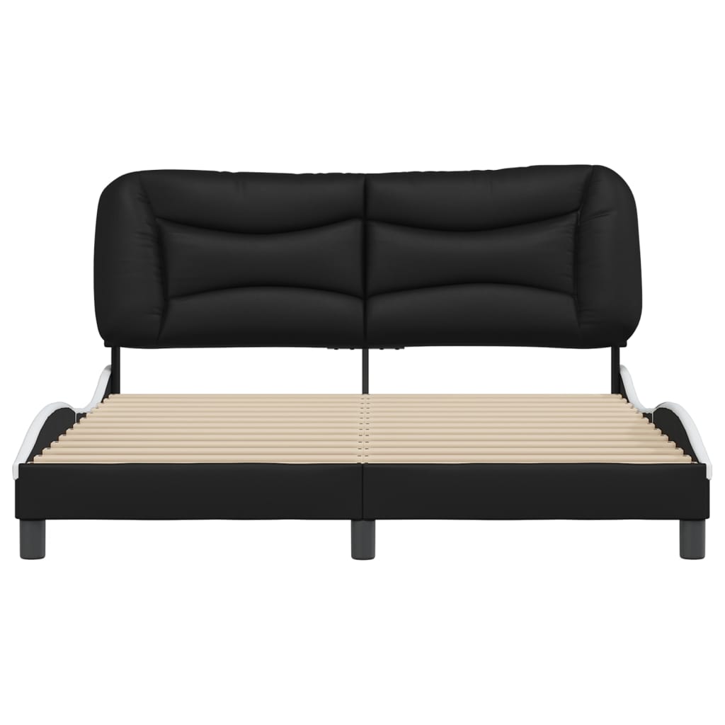 vidaXL Estructura cama cabecero cuero sintético negro blanco 160x200cm