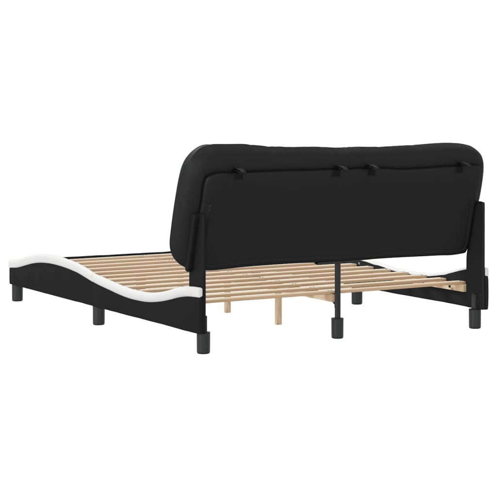 vidaXL Estructura cama cabecero cuero sintético negro blanco 160x200cm