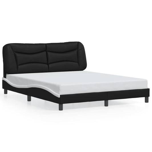 vidaXL Estructura cama cabecero cuero sintético negro blanco 160x200cm